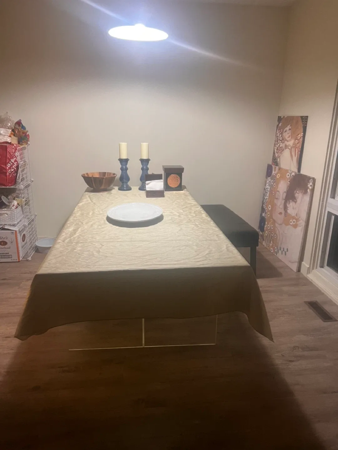 Glass Top Dining Table with Acrylic Legs image indicator(2)