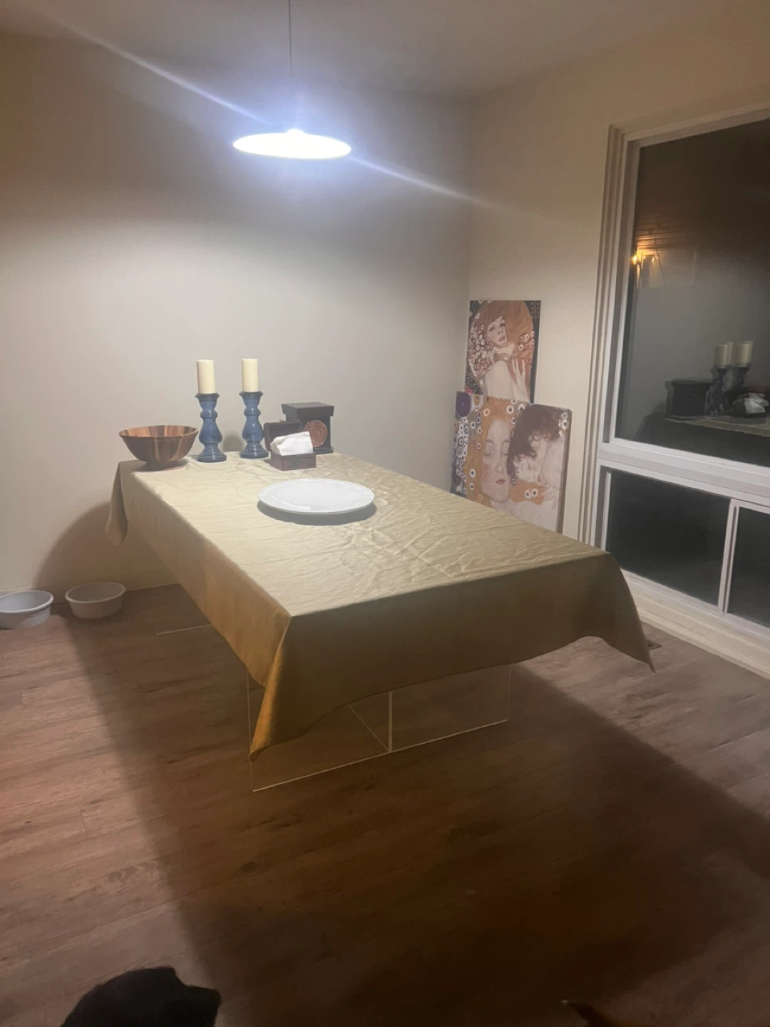 Glass Top Dining Table with Acrylic Legs