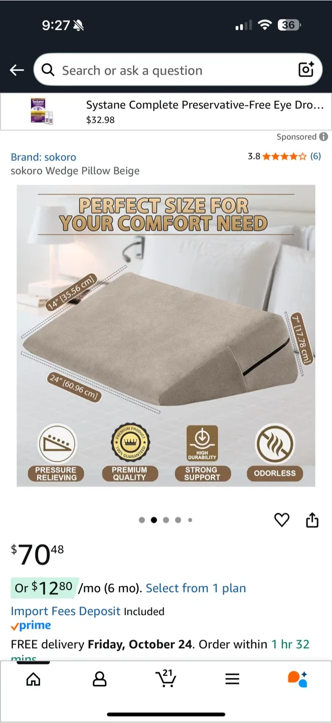 Sokoro Wedge Pillow – Beige (24×24×7”) thumbnail