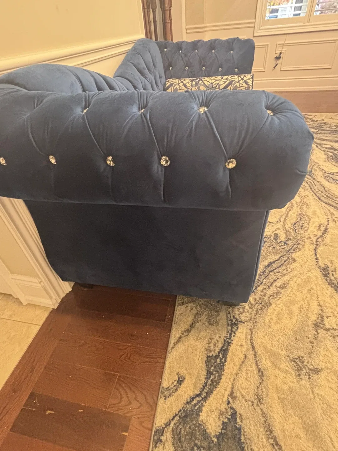 Blue Velvet Chaise Lounge with Pillows image indicator(4)
