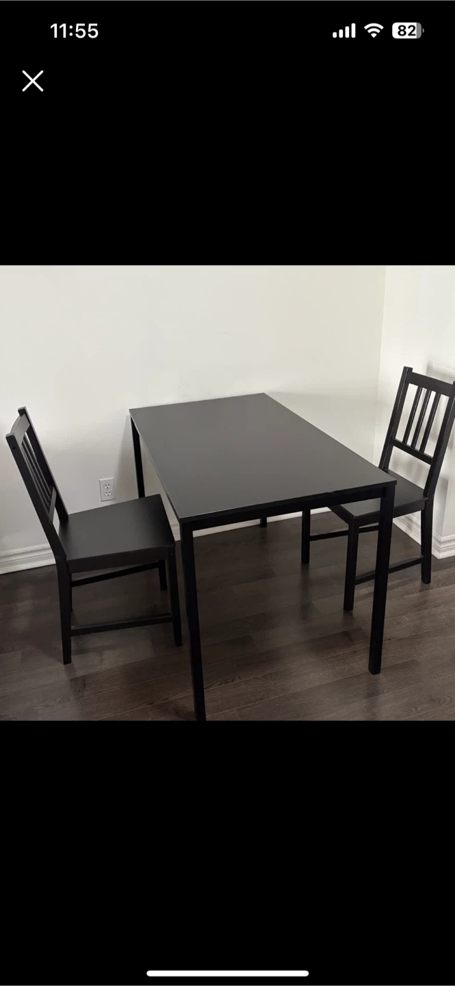 Black Table with Two Chairs