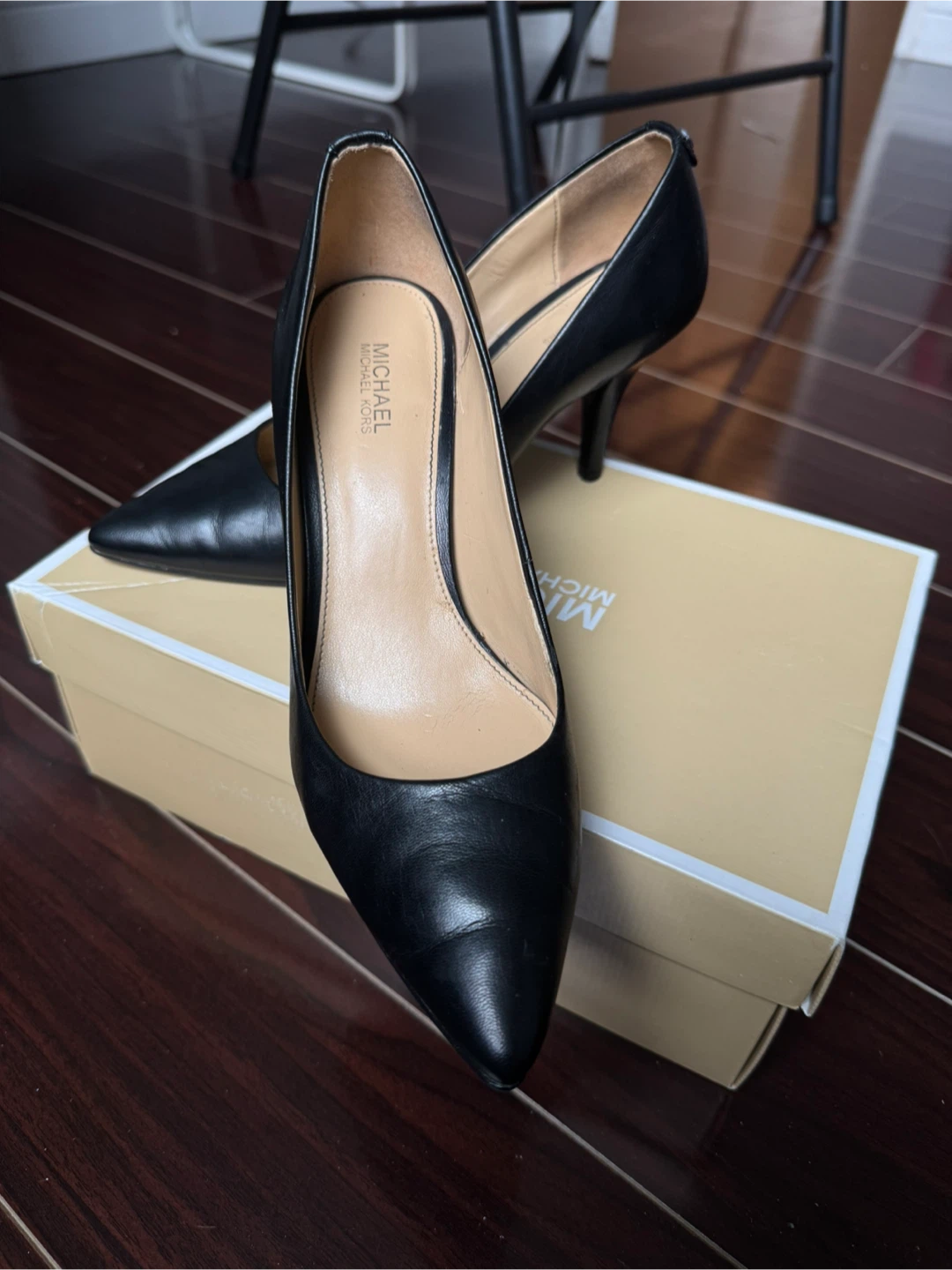Michael Kors Black Leather Heels - Size 6.5