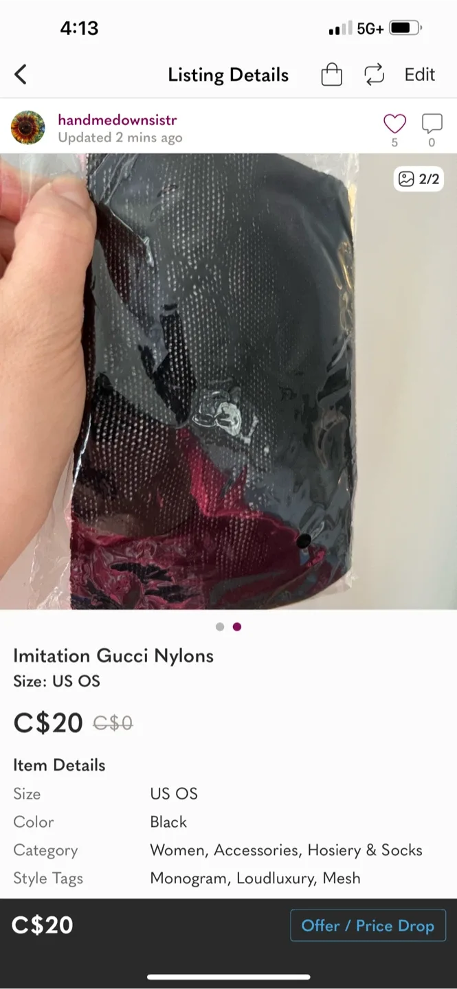 Imitation Gucci Black Nylons - US OS thumbnail