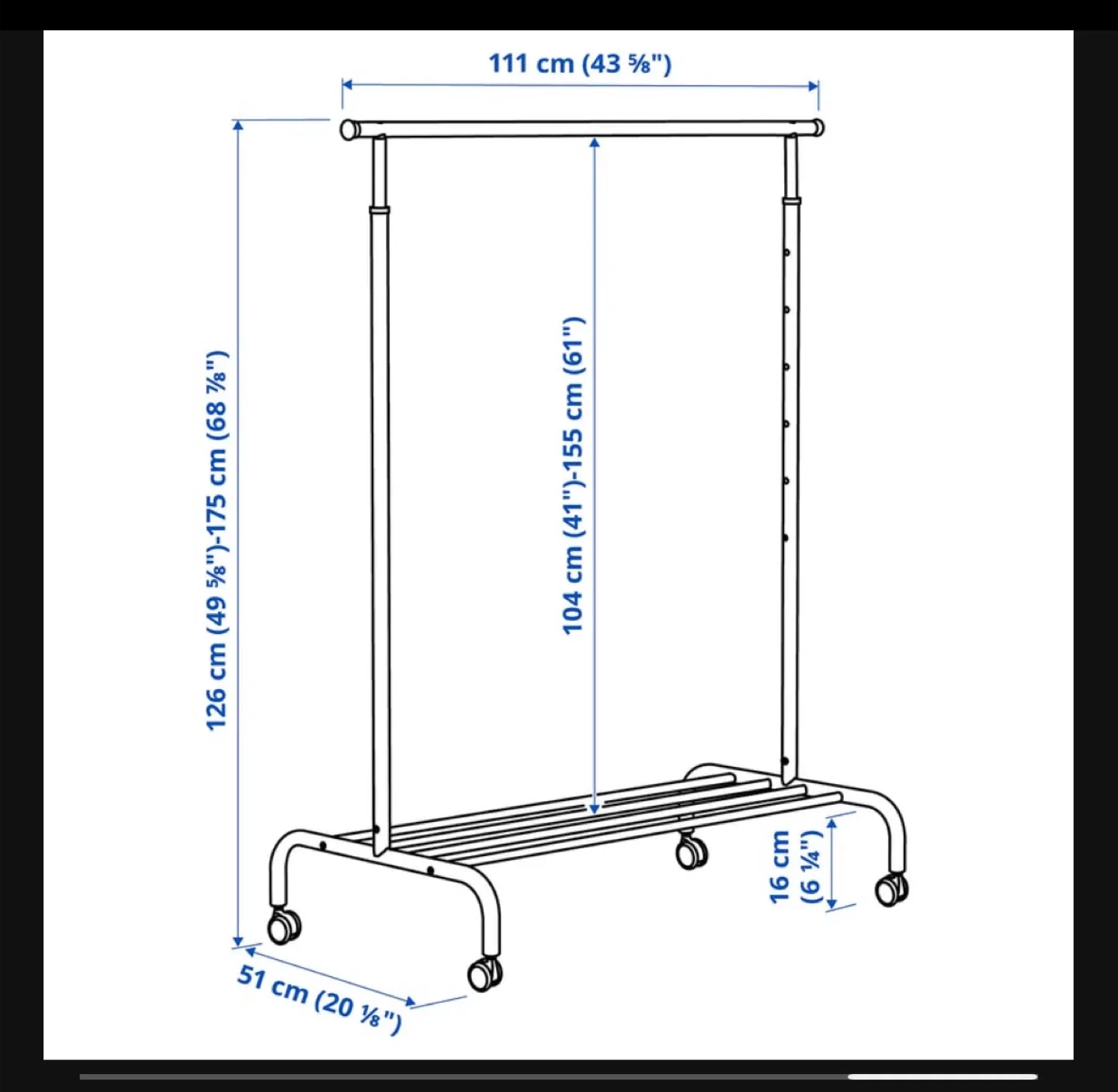 IKEA White RIGGA Clothes Rack image indicator(2)