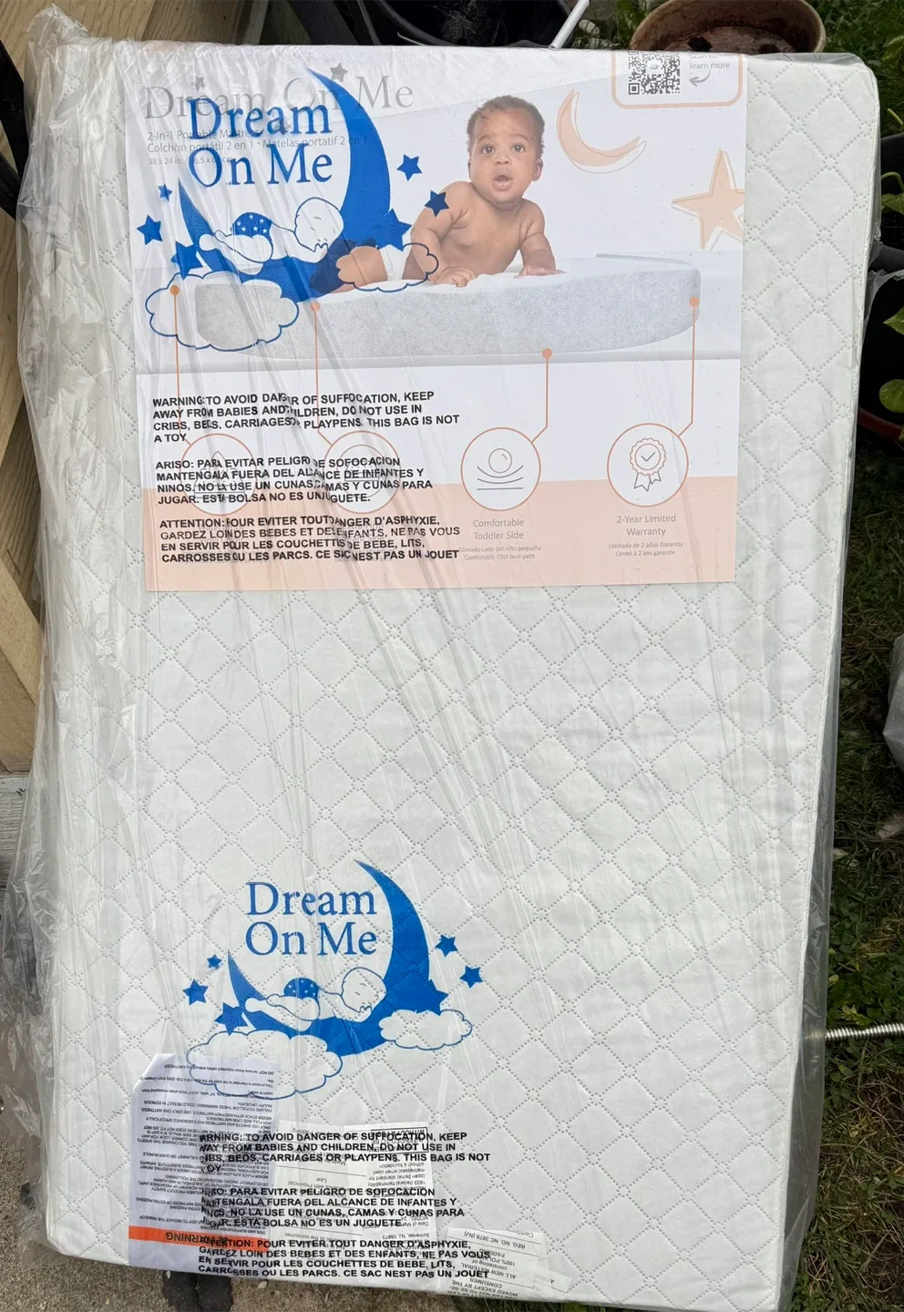 Dream On Me 2-in-1 Portable Crib Mattress - NEW thumbnail