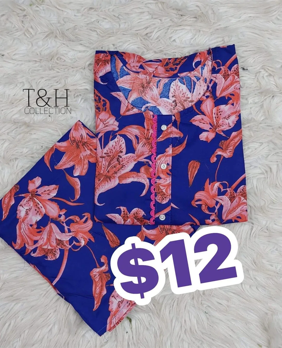 T&H Collection 2PC Cotton Pajama Set - Medium image indicator(10)