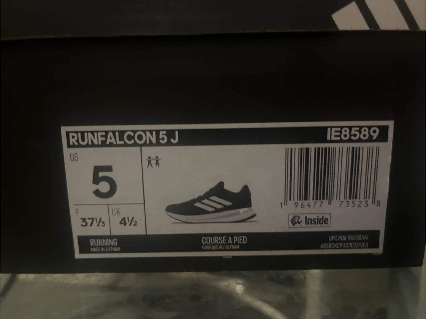 Adidas Runfalcon 5 J Youth Size 5 Black Sneakers - photo 2