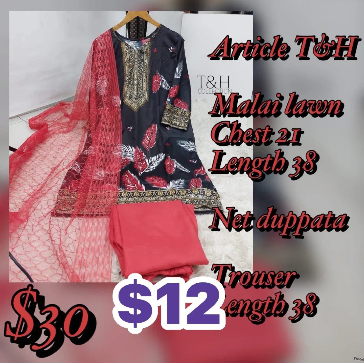 T&H Collection Malai Lawn Suit - Chest 21, Length 38 image indicator(3)