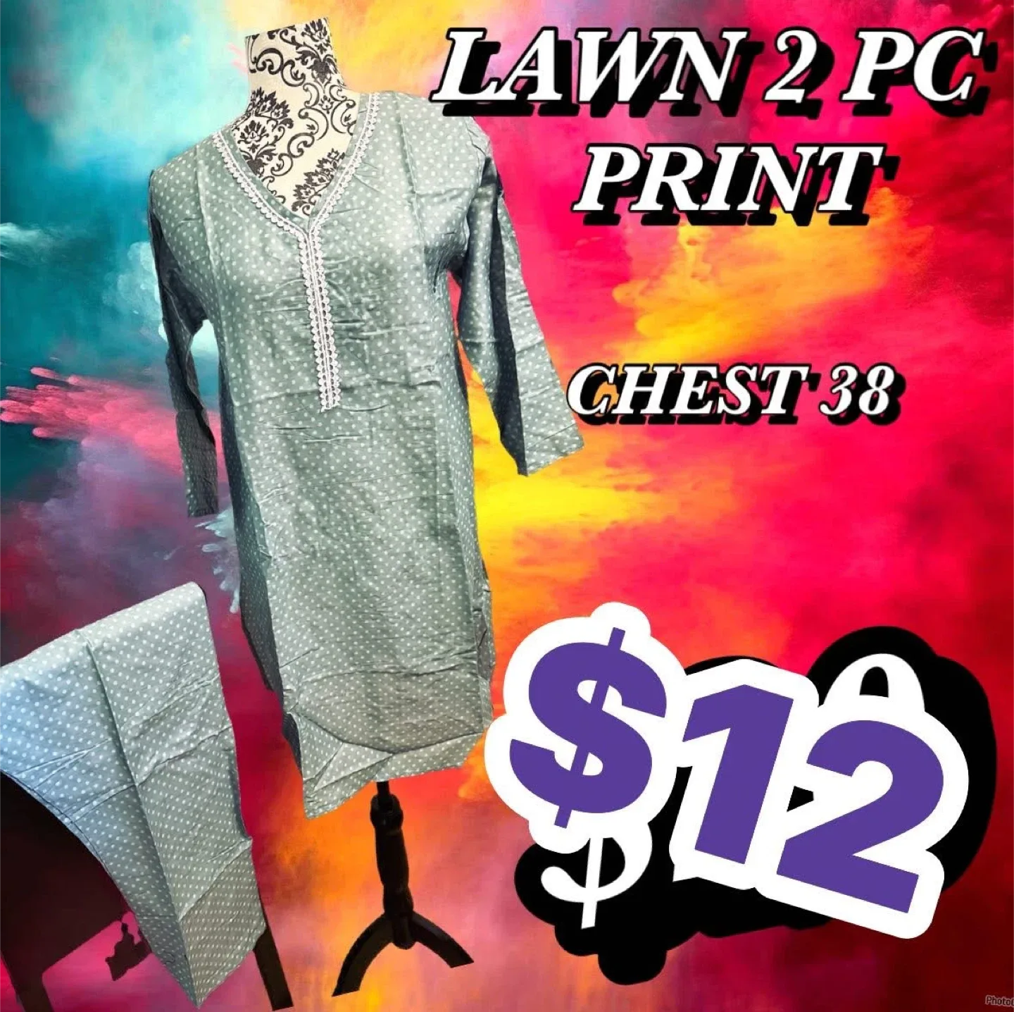 T&H Collection Malai Lawn Suit - Chest 21, Length 38 image indicator(10)