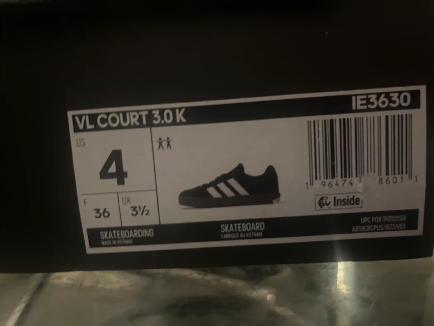 Adidas VL Court 3.0 K Skateboarding Shoes - US 4 - photo 2