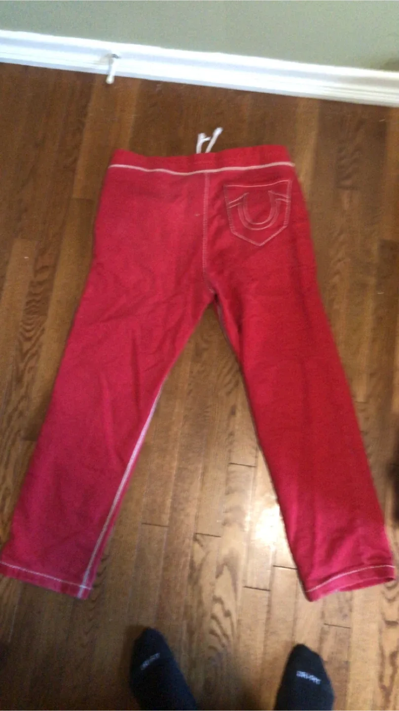 True Religion Red Cropped Sweatpants image indicator(2)