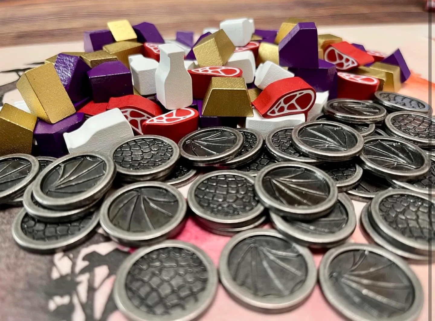 Stonemaier Wyrmspan Upgraded Metal Coins and Wooden Resources image indicator(3)