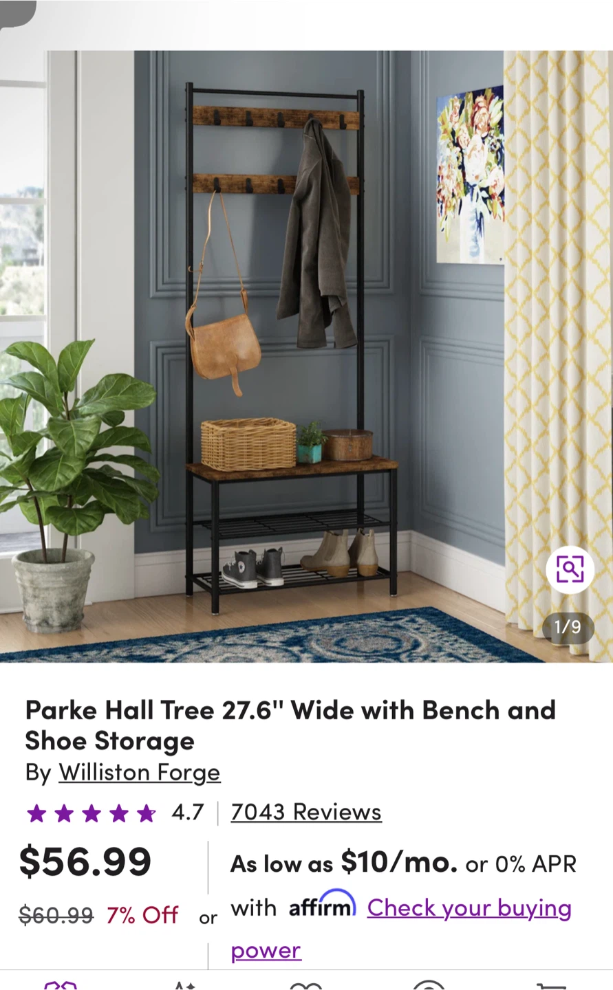 Entry way bench with coatrack and shoe storage - photo 2