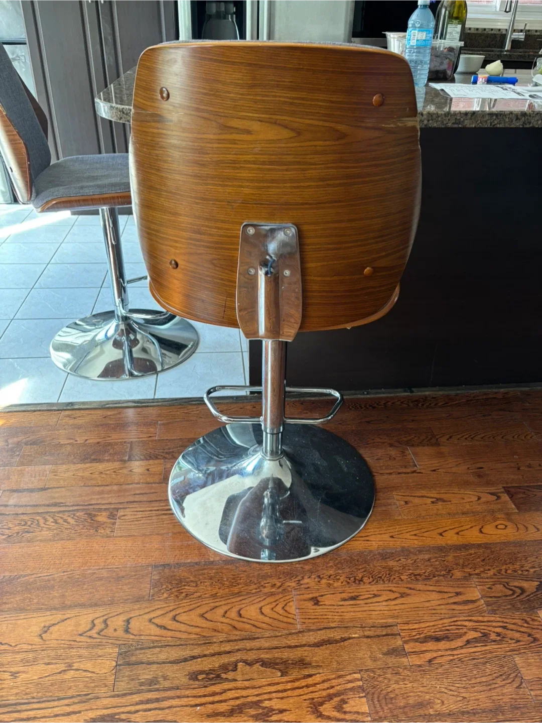 Swivel Bar Stool with Grey Fabric Seat image indicator(6)