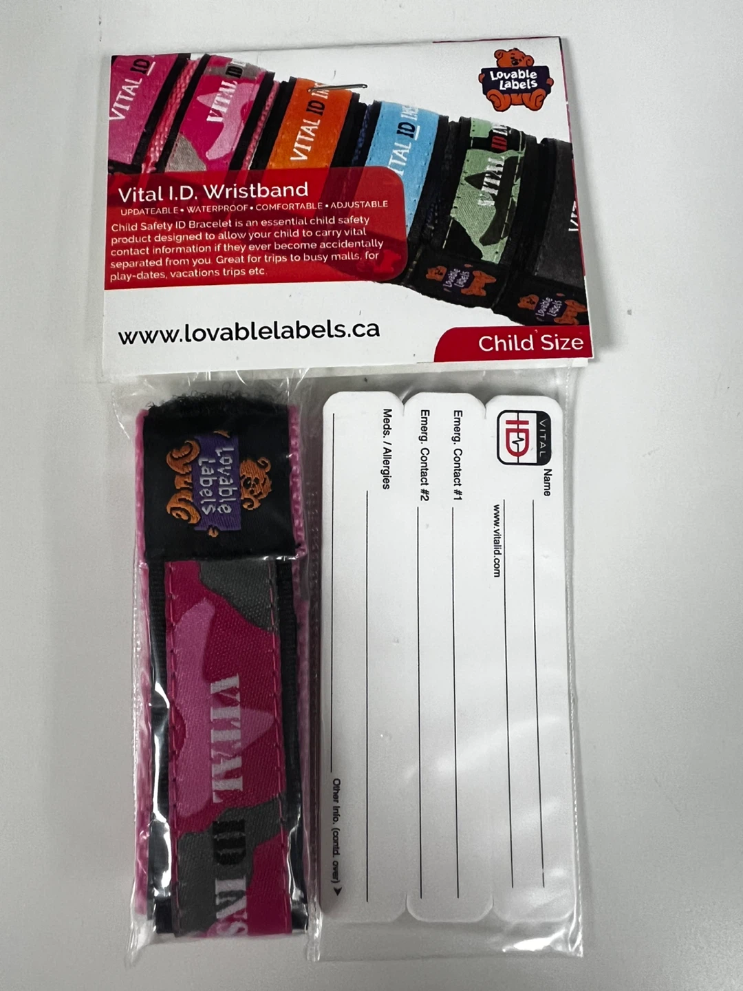 New Vital I.D. Wristband Child Safety Bracelet