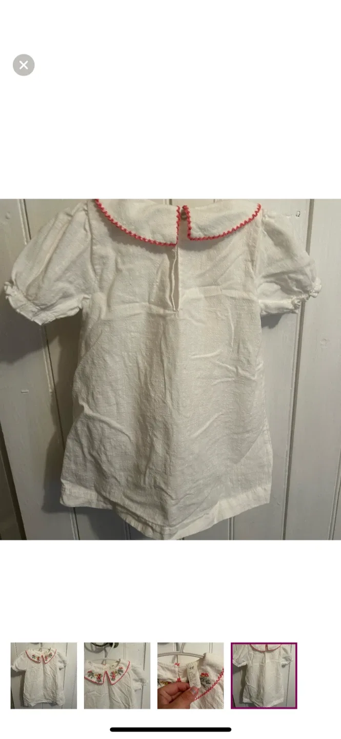 H&M White Embroidered Dress - 9-12M image indicator(4)