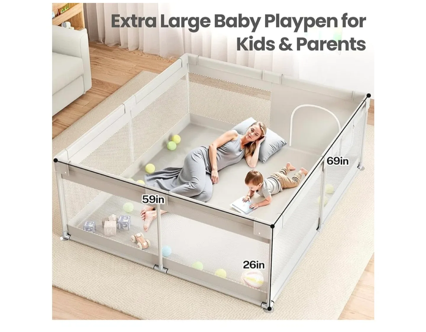Extra Large Baby Playpen for Kids & Parents image indicator(2)