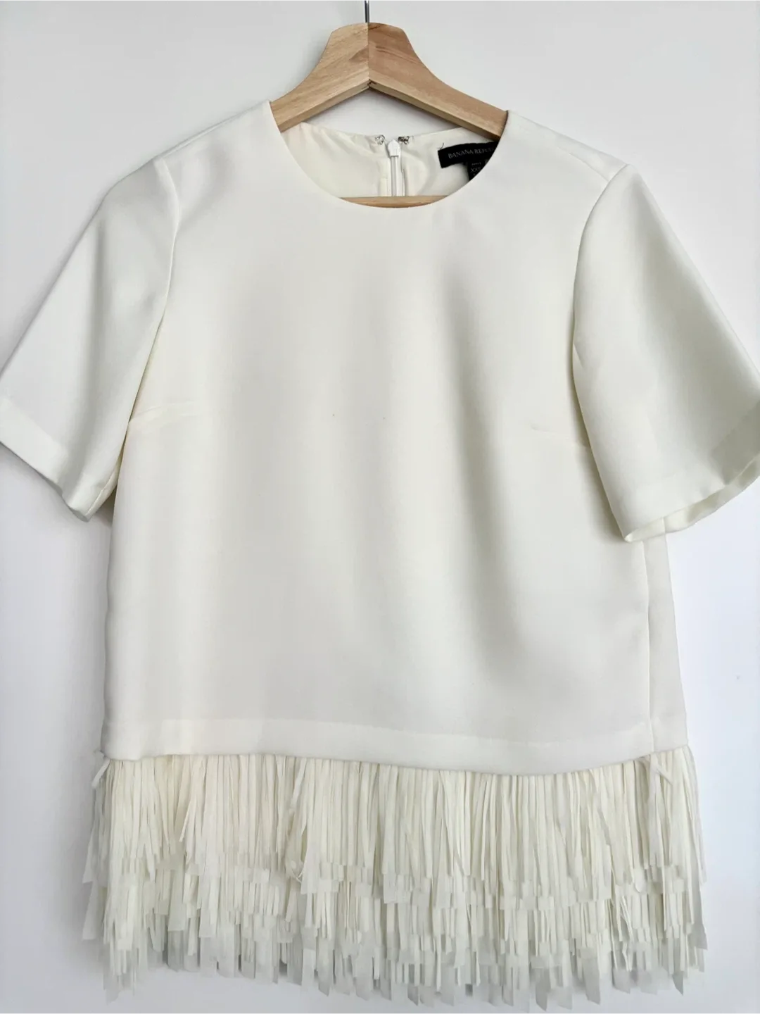 Banana Republic White Fringe Top