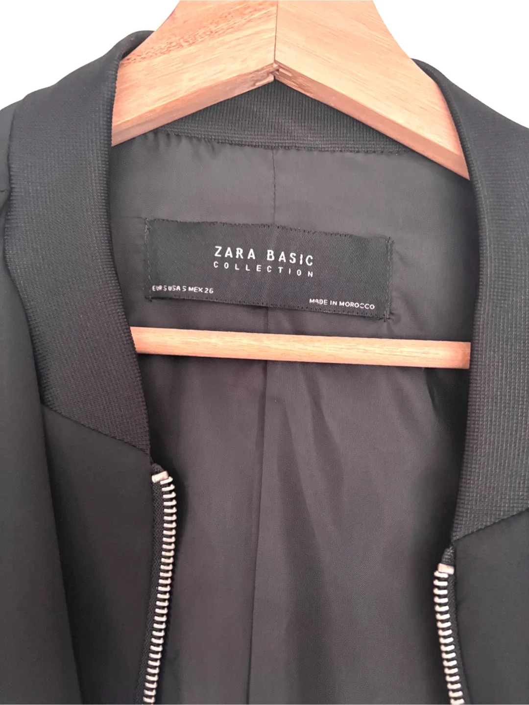 Zara Basic Collection Black Bomber Jacket - Size XS/S image indicator(3)