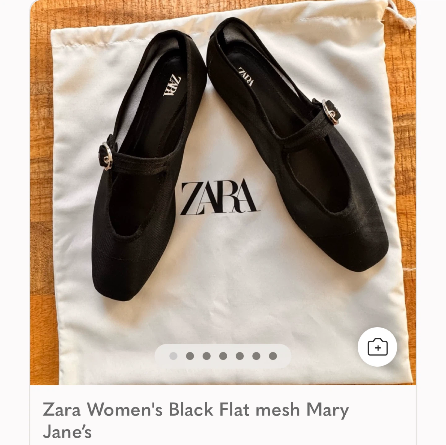 Zara Women's Black Flat Mesh Mary Janes - Size 36