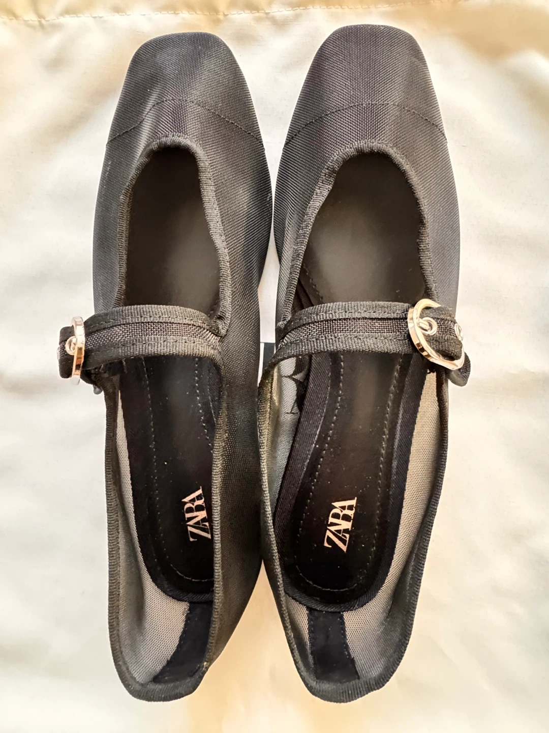 Zara Women's Black Flat Mesh Mary Janes - Size 36 - photo 2