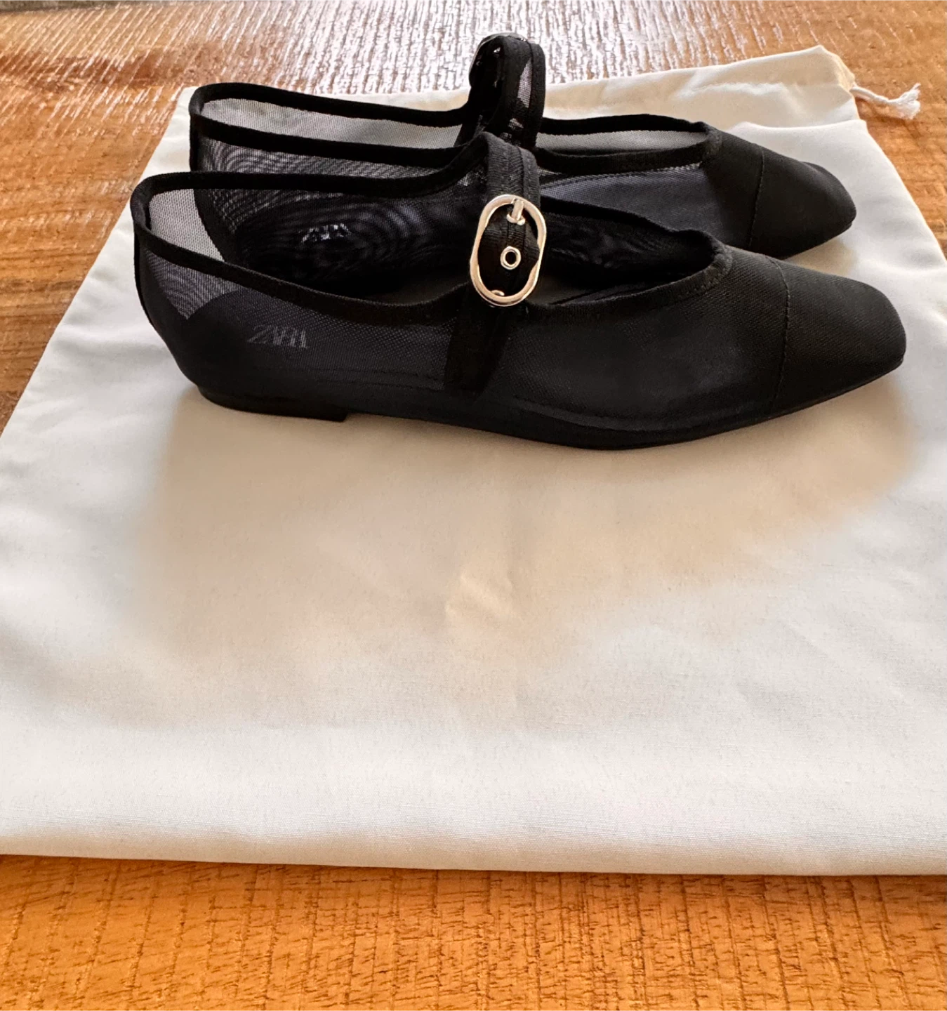 Zara Women's Black Flat Mesh Mary Janes - Size 36 - photo 4