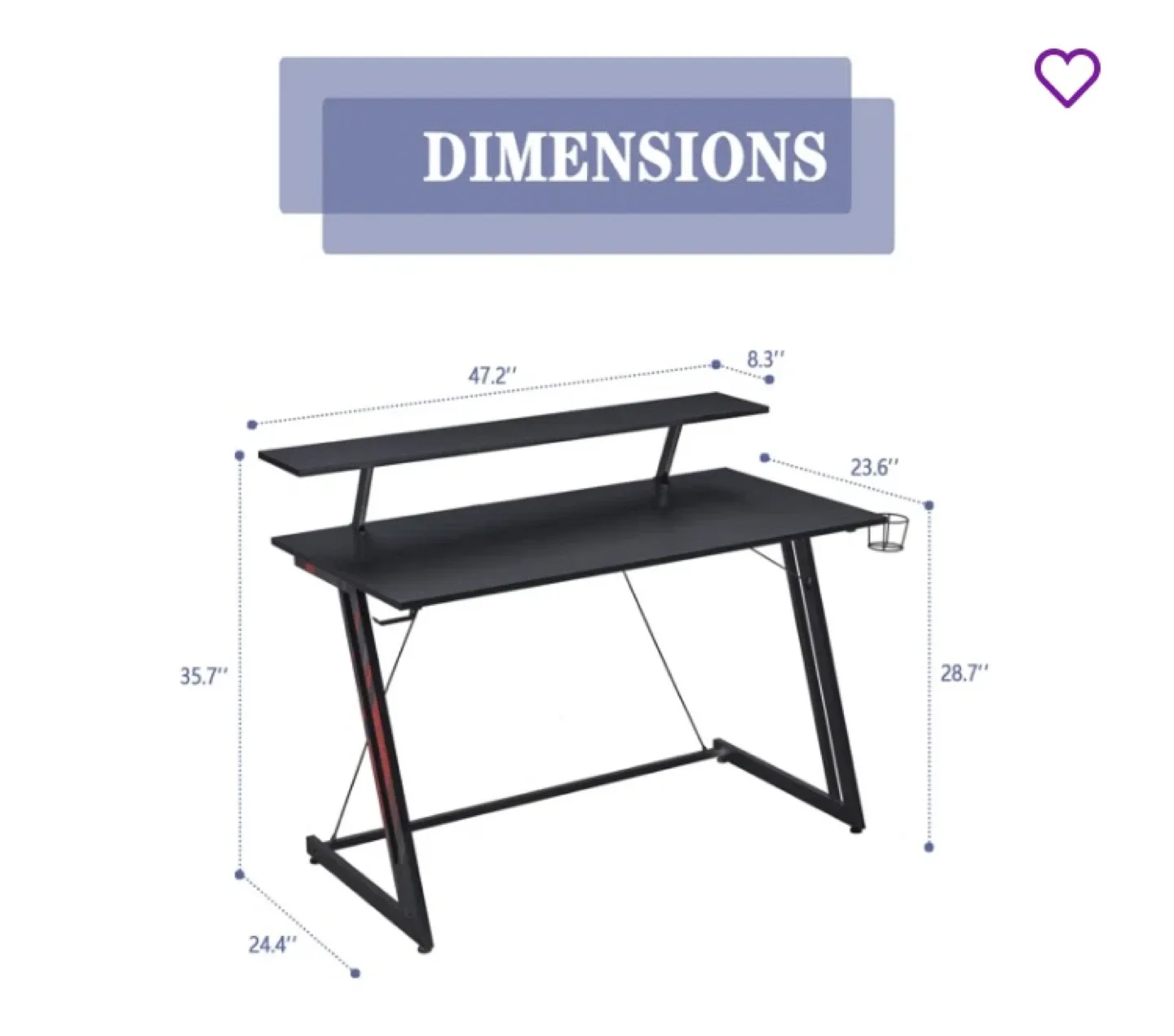 Desk with Shelf, 47 inch image indicator(3)