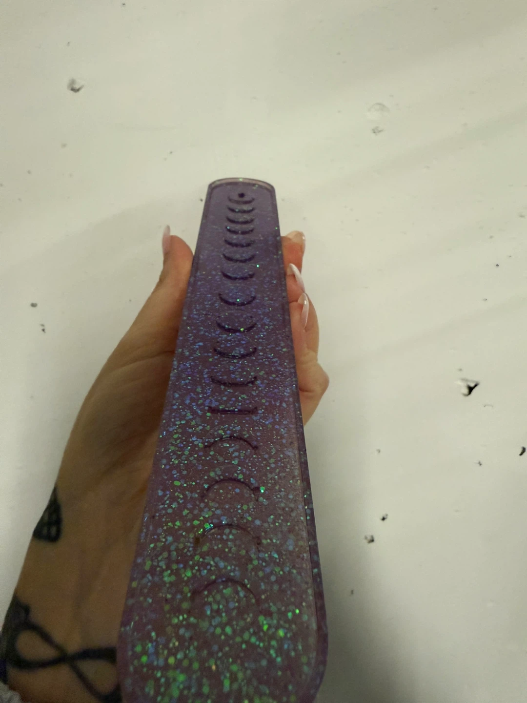 Purple Glitter Incense Holder with moon phases - photo 2