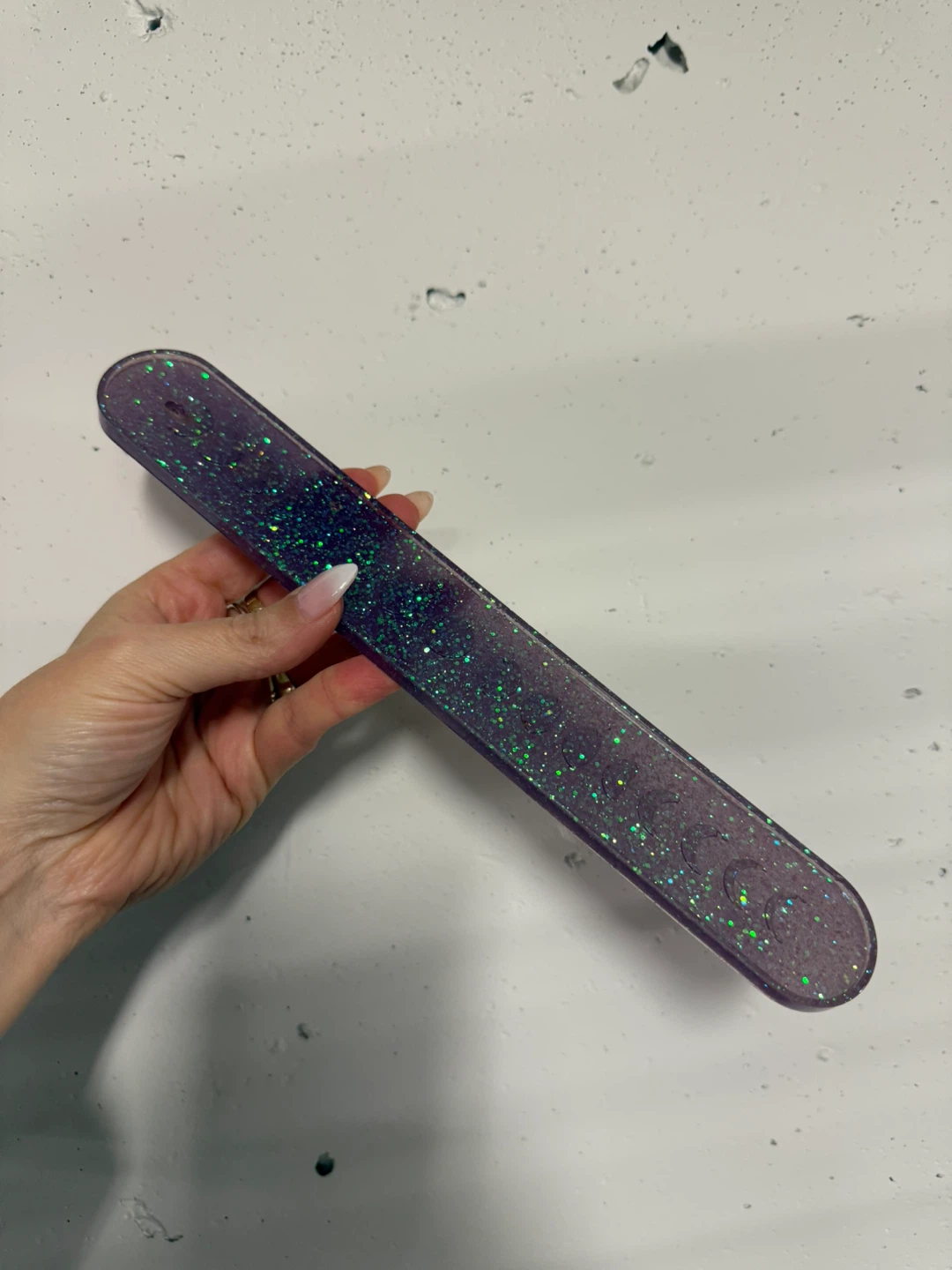 Purple Glitter Incense Holder with moon phases