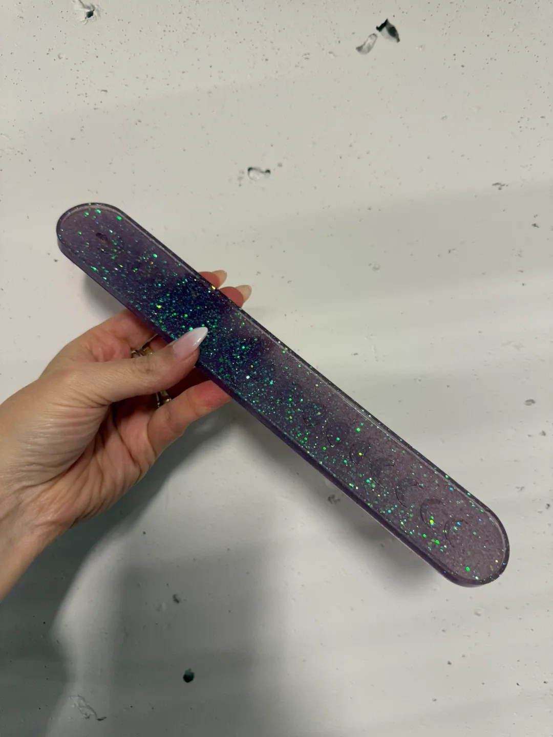 Purple Glitter Incense Holder with moon phases thumbnail