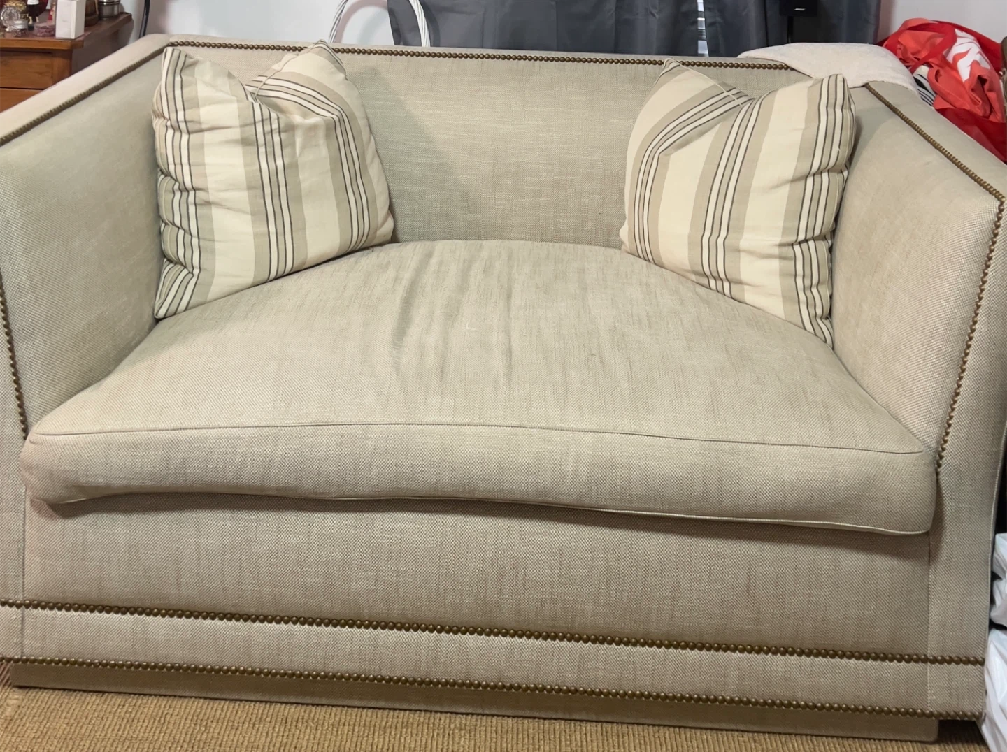 Beige love seat
