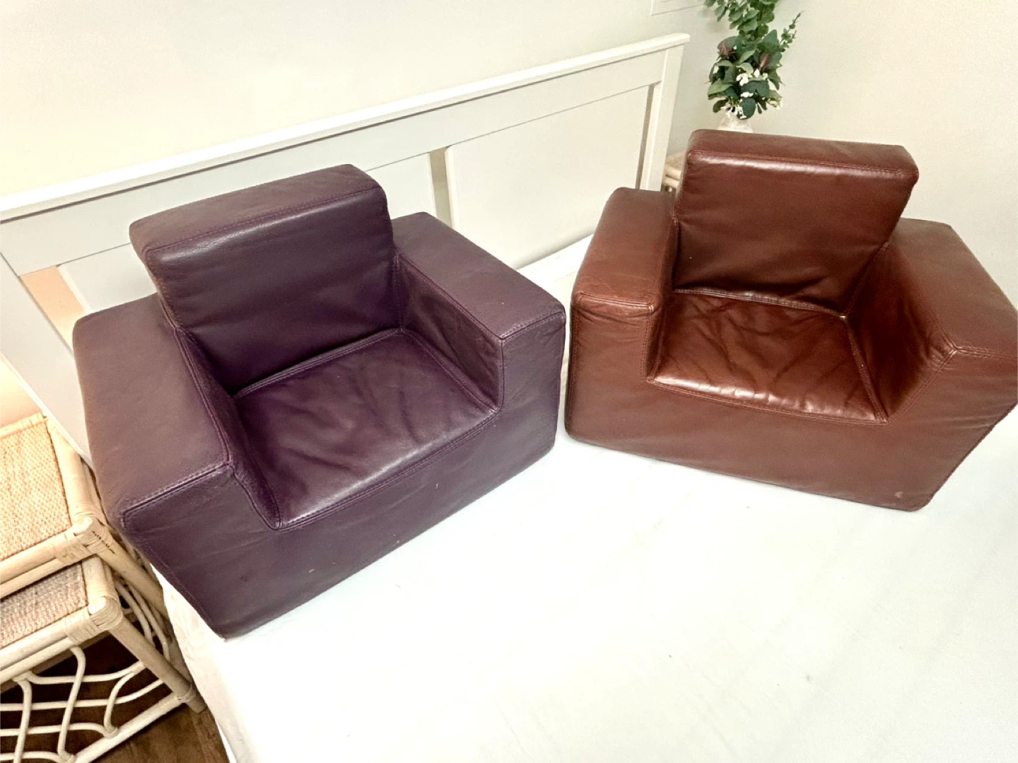 Children’s Leather Accent Chairs - Brown & Purple - photo 2