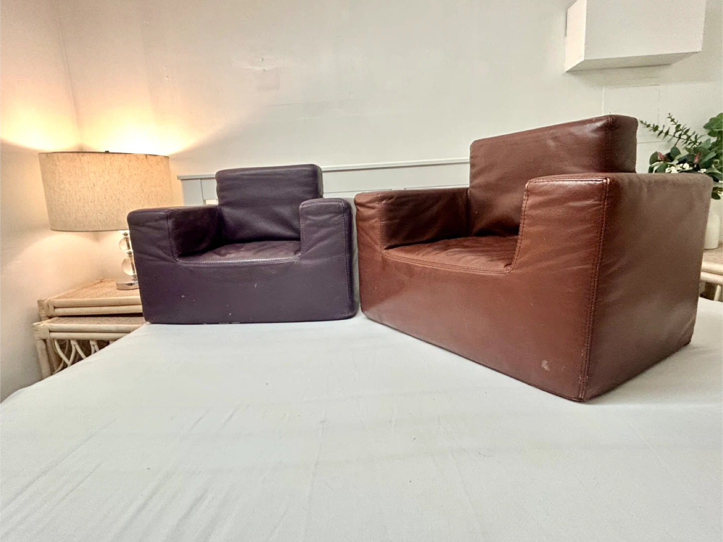 Children’s Leather Accent Chairs - Brown & Purple