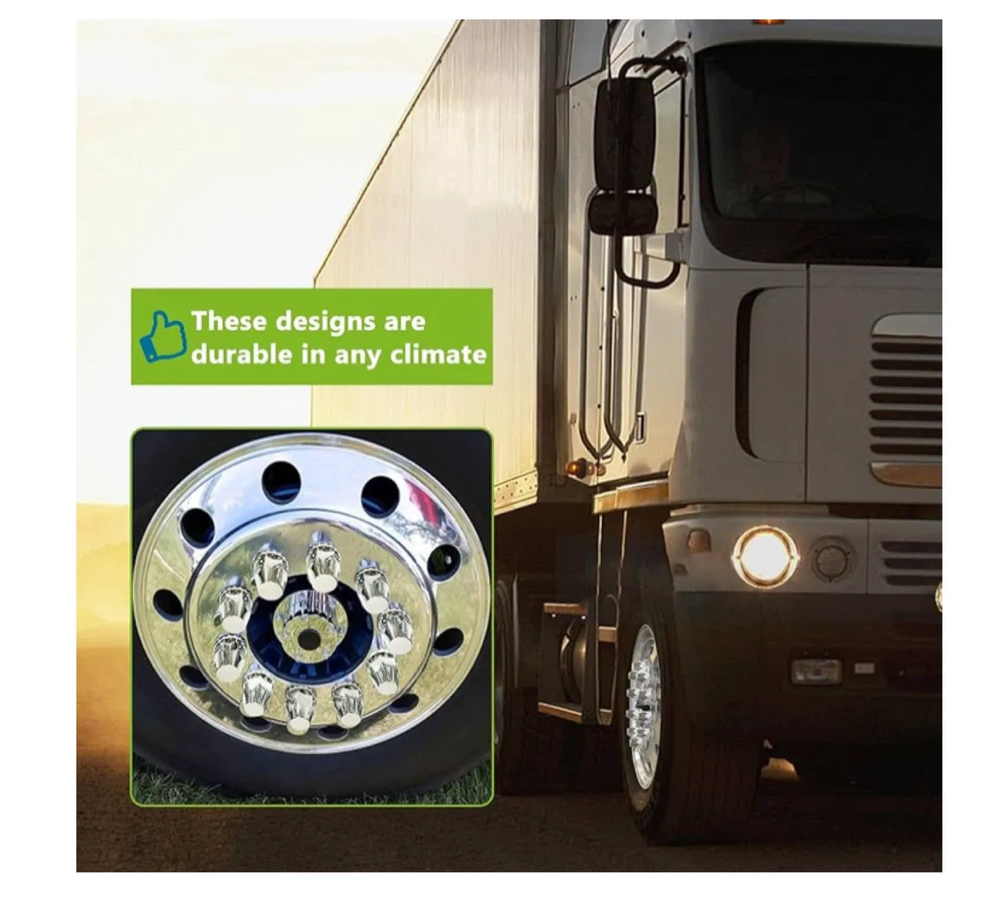 Chrome Truck Wheel Nut Covers - 33mm Flange Lug Nuts image indicator(4)