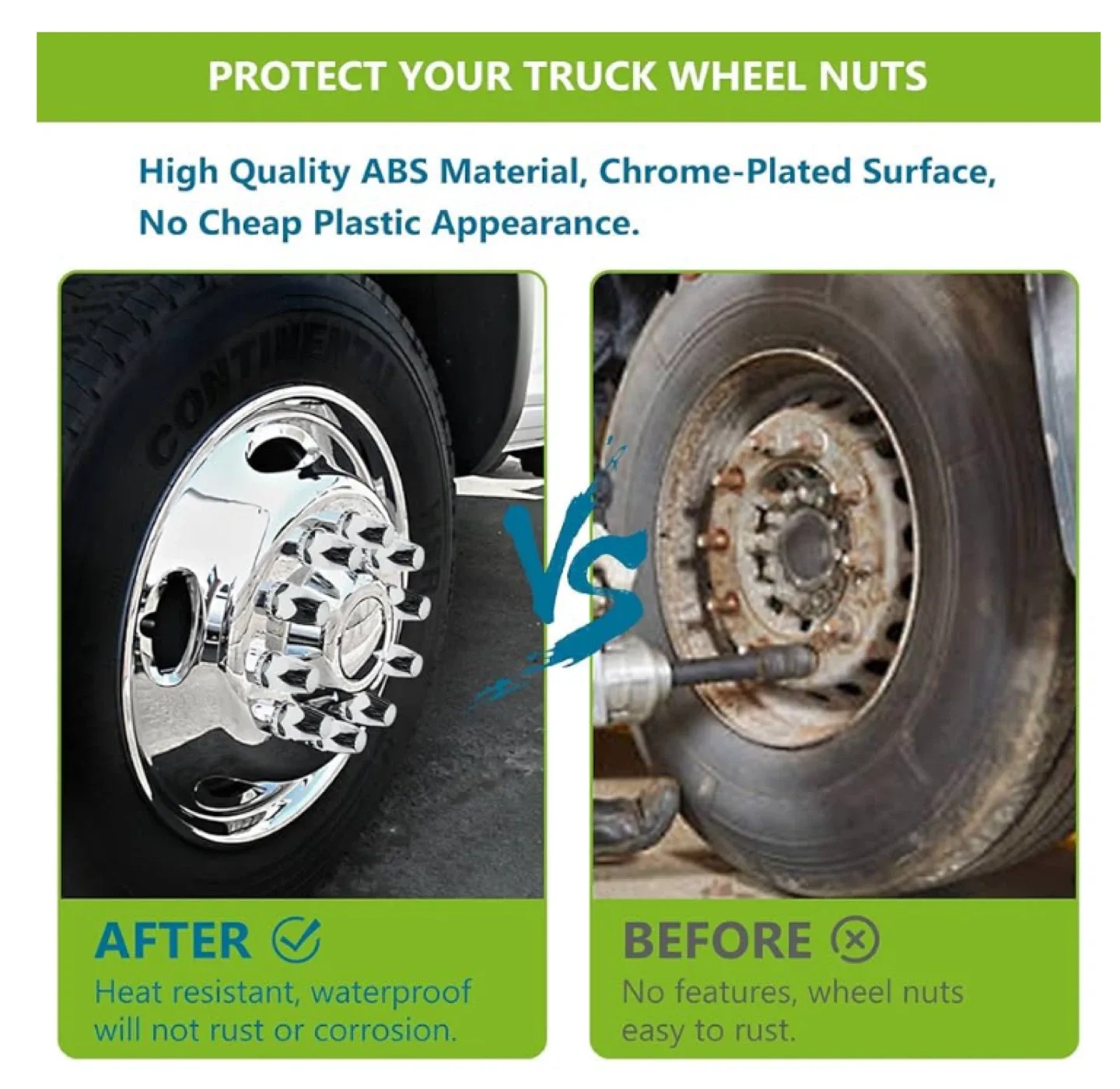 Chrome Truck Wheel Nut Covers - 33mm Flange Lug Nuts image indicator(2)