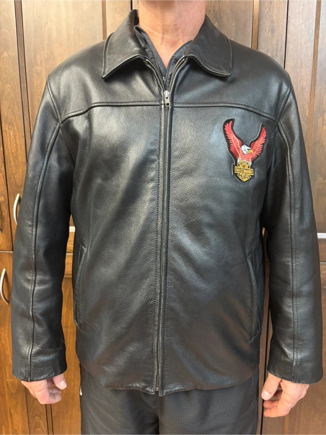 Harley-Davidson Large 42-44 Black Leather Jacket thumbnail