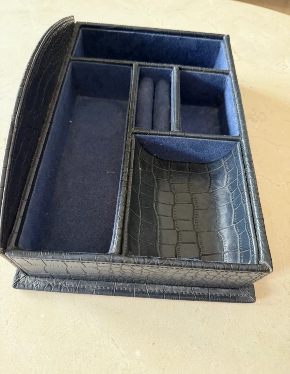 Blue Faux Leather Jewelry Box image indicator(2)