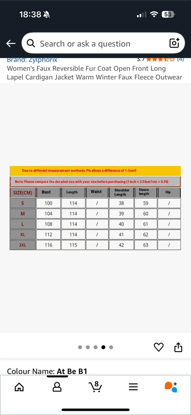 Faux Fur Color Block Coat - Size M-L image indicator(3)