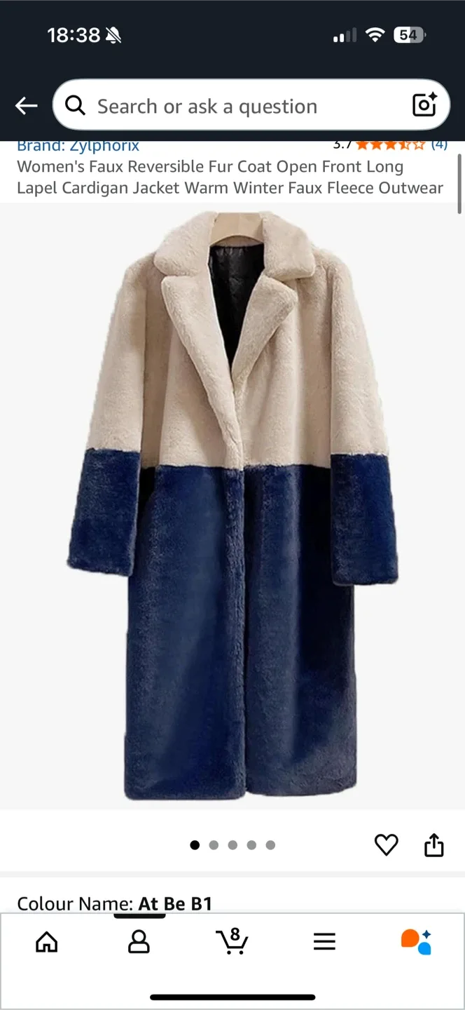 Faux Fur Color Block Coat - Size M-L image indicator(2)