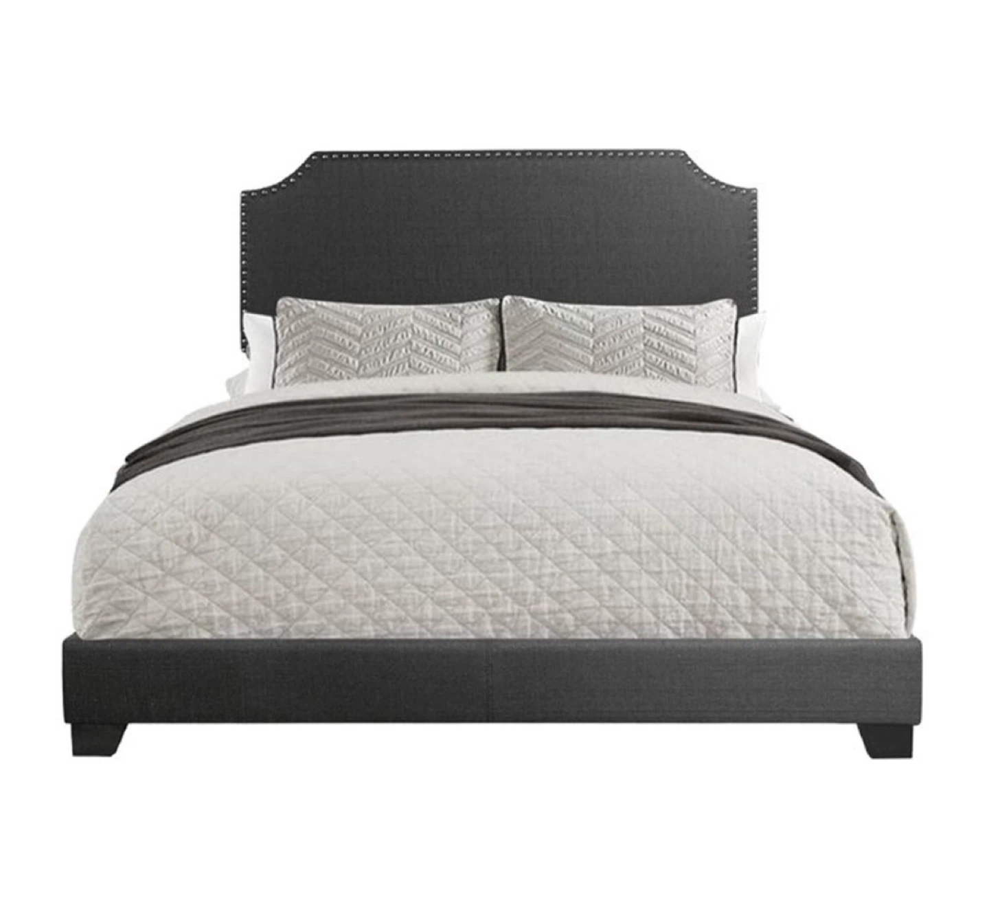 New King Size Grey Upholstered Bed - photo 4
