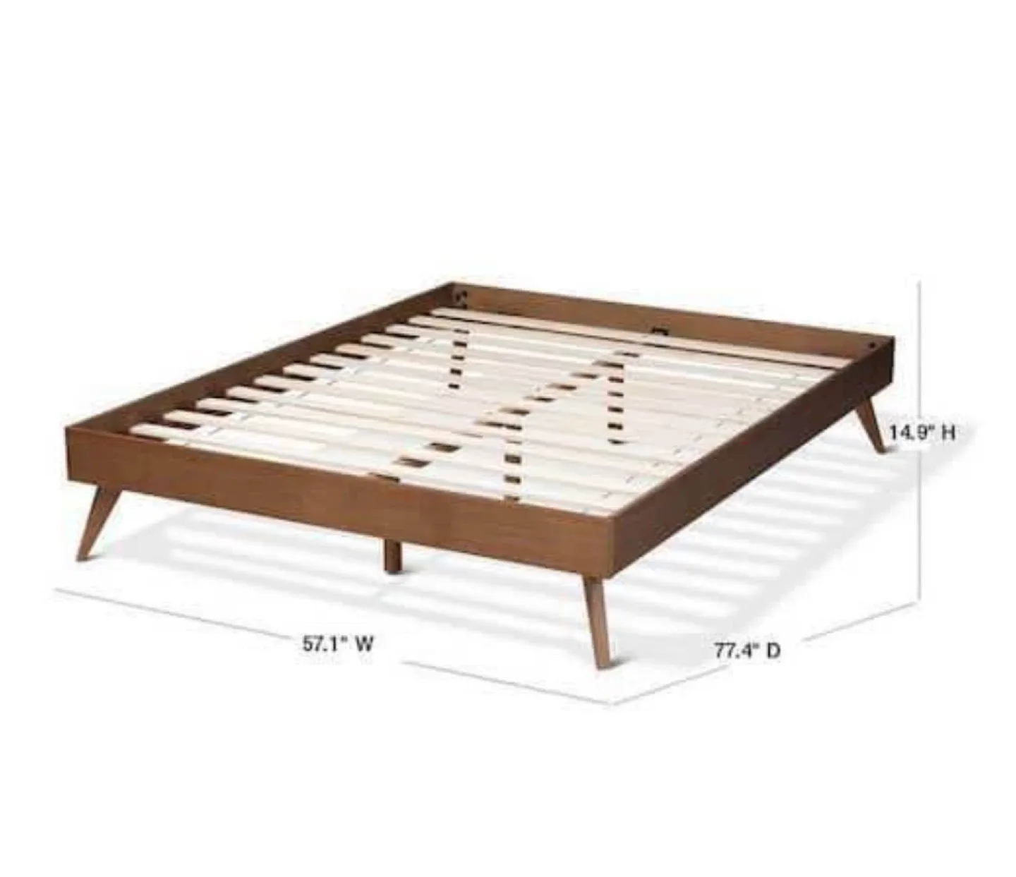 New Full Size Wood Mid Century Modern Platform Bed image indicator(3)
