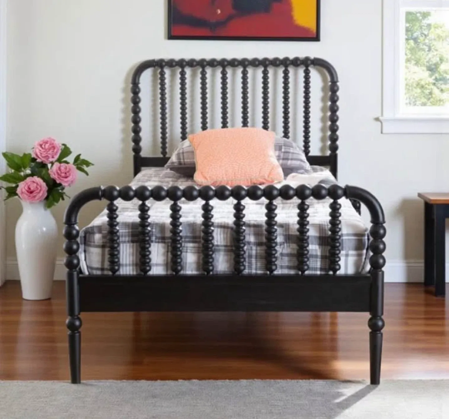 New Black Solid Wood Full Size Platform Bed image indicator(3)