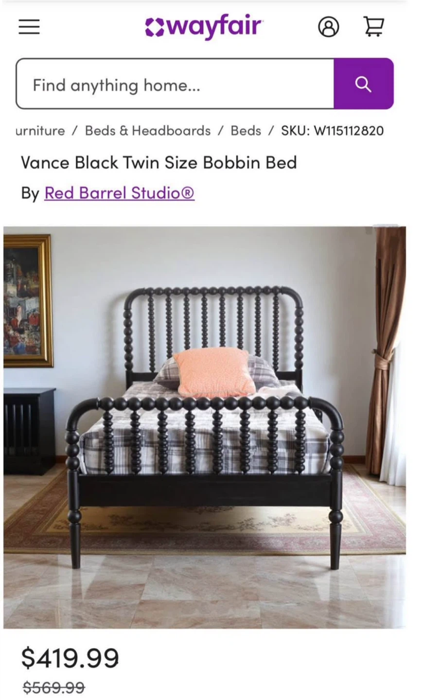New Black Solid Wood Full Size Platform Bed - photo 2