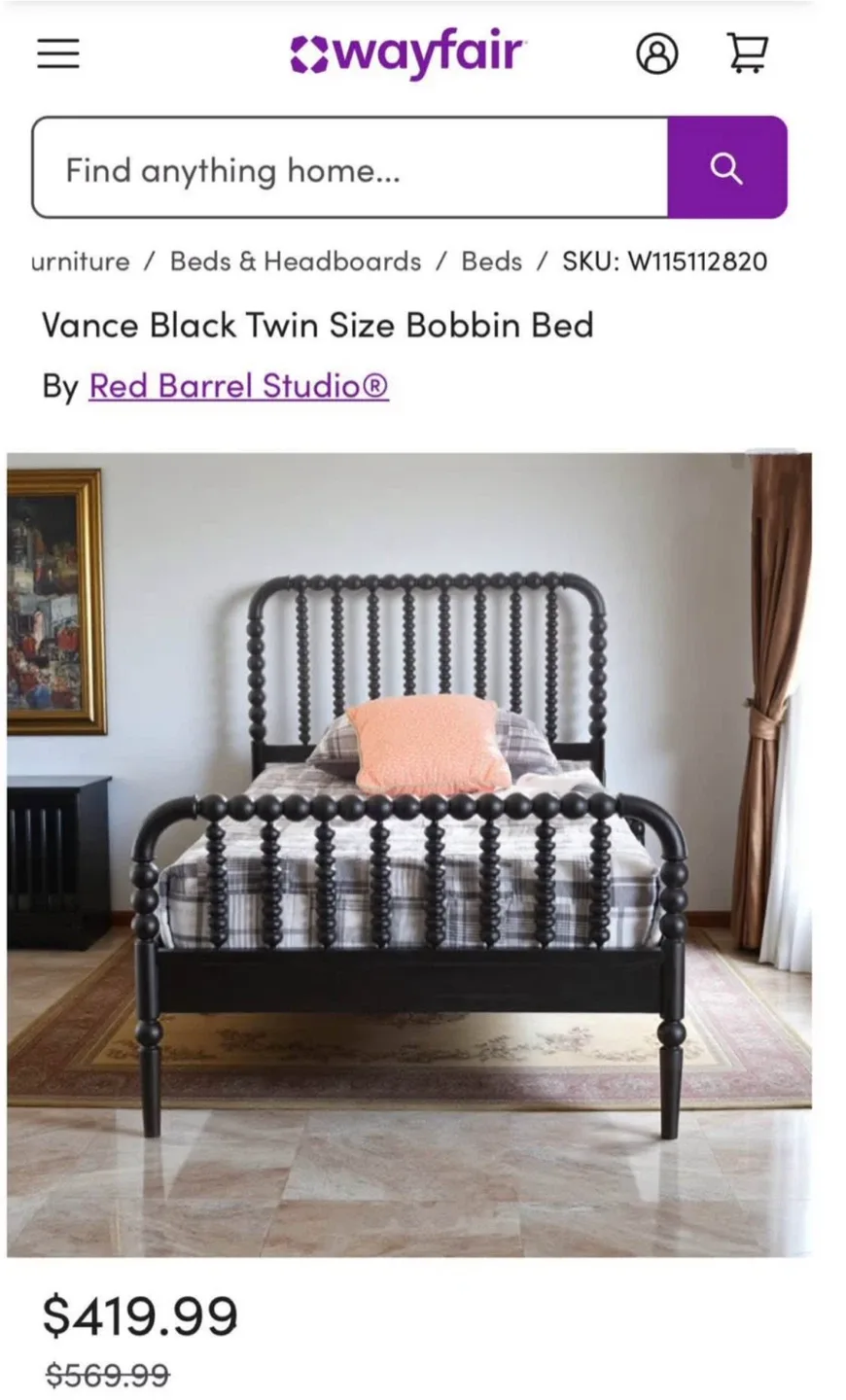 New Black Solid Wood Full Size Platform Bed image indicator(2)