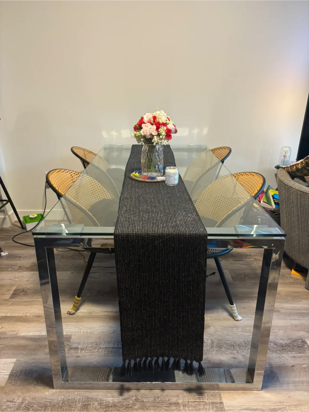 Glass & Chrome Dining Table – 71” Modern 6-Seater image indicator(4)