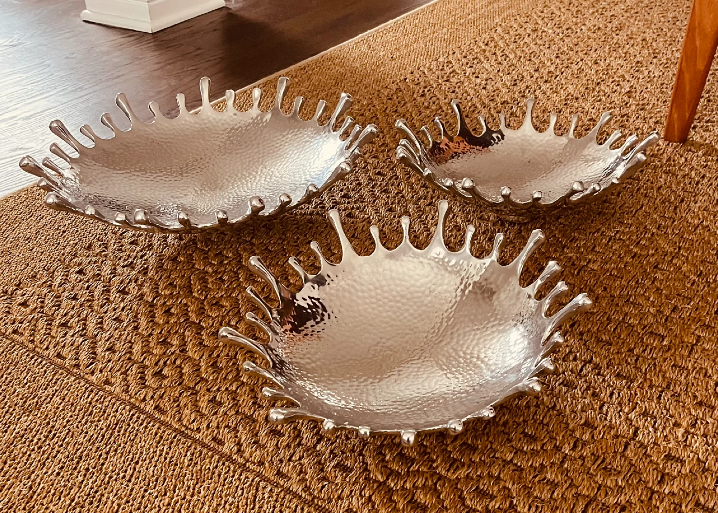 3 Decorative Hammered Silver Splash Bowl