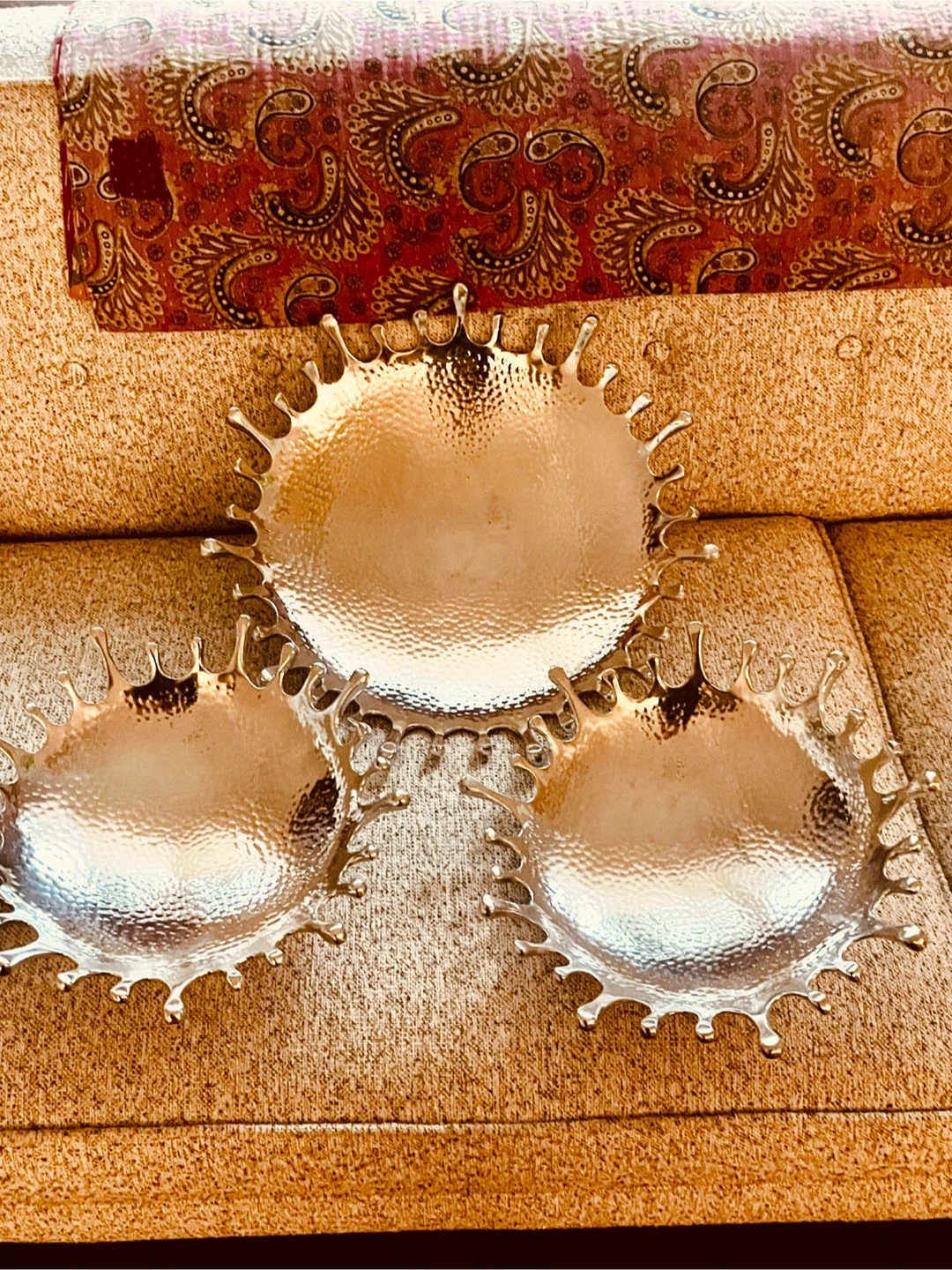 3 Decorative Hammered Silver Splash Bowl - photo 2