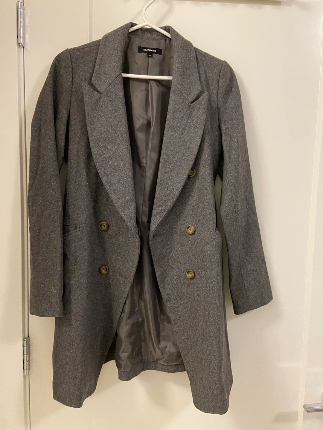 COCOMARIN Grey Wool Blend Coat - Size M