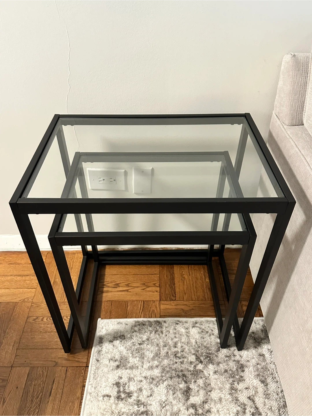 Nesting End Tables - Black Metal & Glass - photo 3