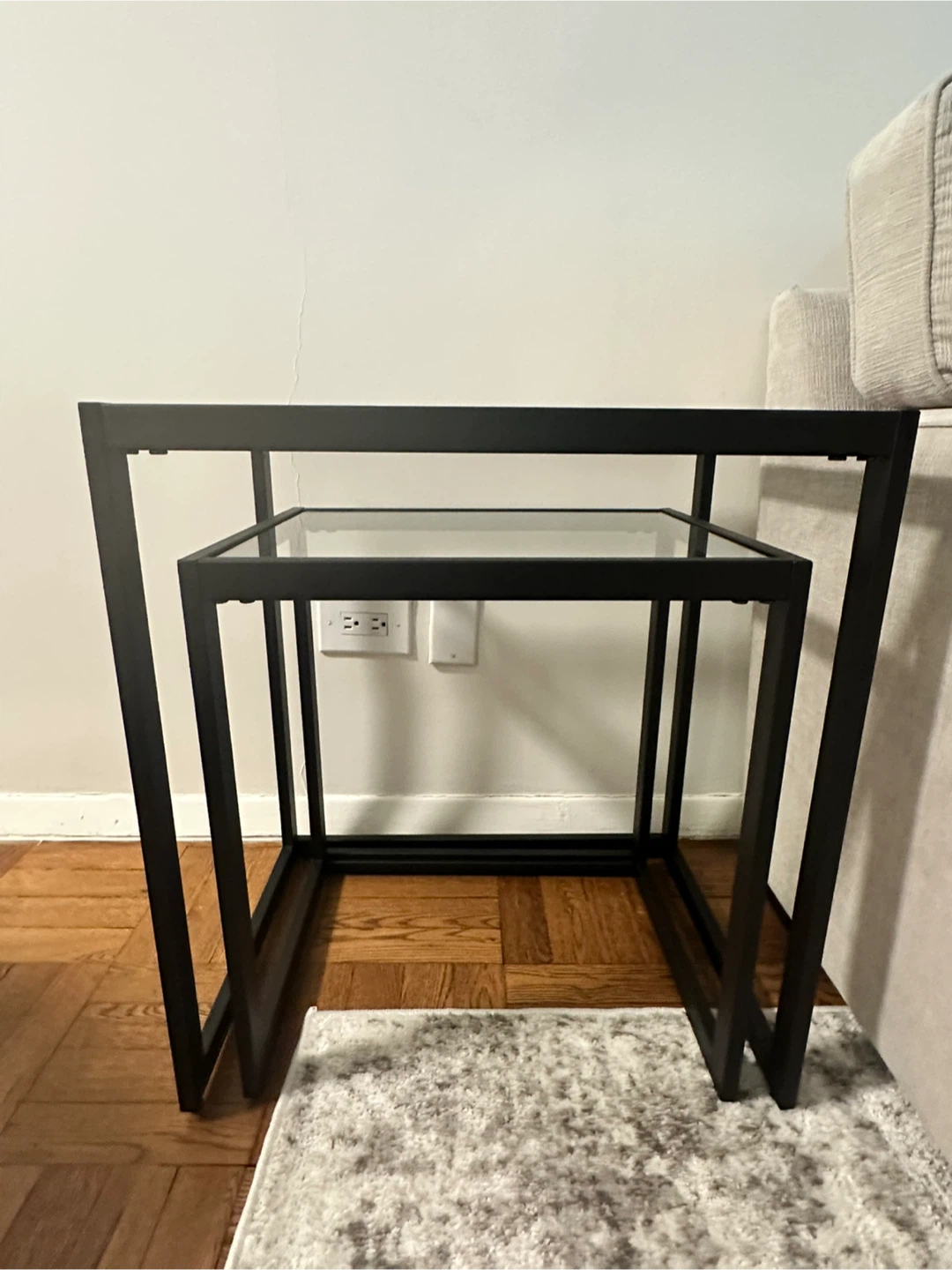 Nesting End Tables - Black Metal & Glass - photo 5